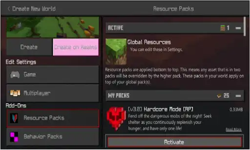 Play Hardcore Mode (Concept ) [1.16+] Addon for MCPE  and enjoy Hardcore Mode (Concept ) [1.16+] Addon for MCPE with UptoPlay